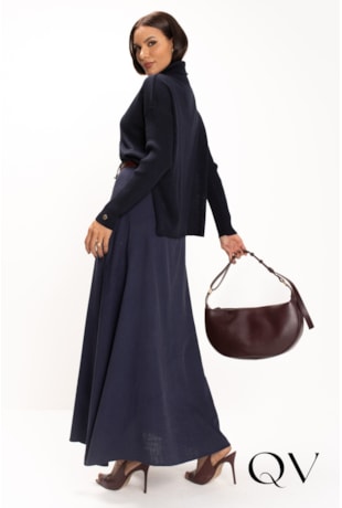 SAIA LONGA EM VISCOSE AZUL MARINHO - LEKAZIS