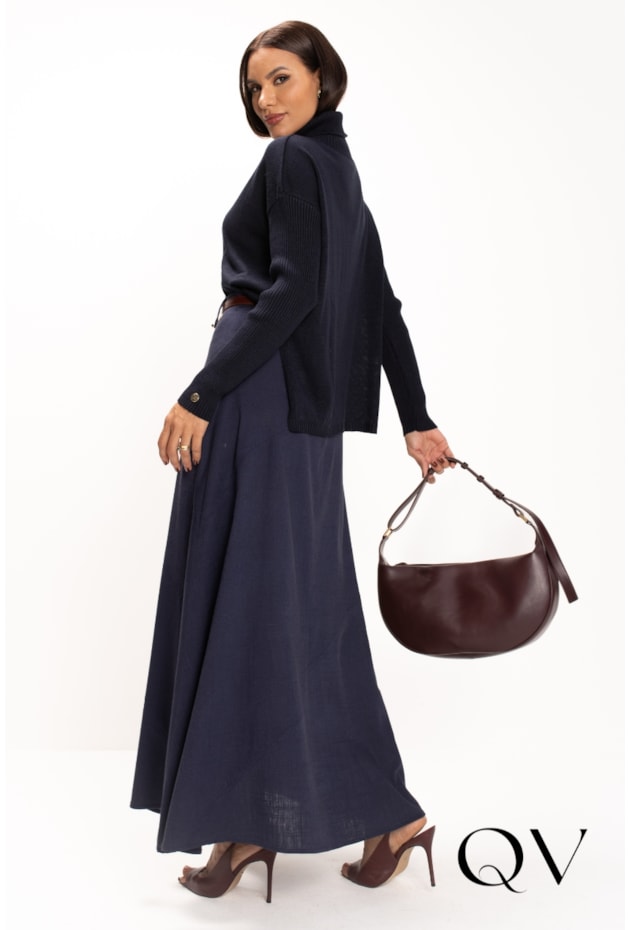 SAIA LONGA EM VISCOSE AZUL MARINHO - LEKAZIS