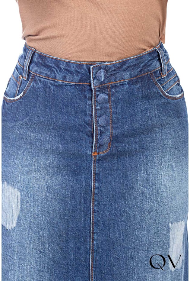 SAIA LONGA JEANS COM FENDA FRONTAL - HAPUK SAIA LONGA JEANS COM FENDA FRONTAL - HAPUK