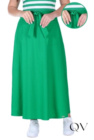 SAIA LONGUETE EM LINHO COM FAIXA VERDE - HAPUK SAIA LONGUETE EM LINHO COM FAIXA VERDE - HAPUK