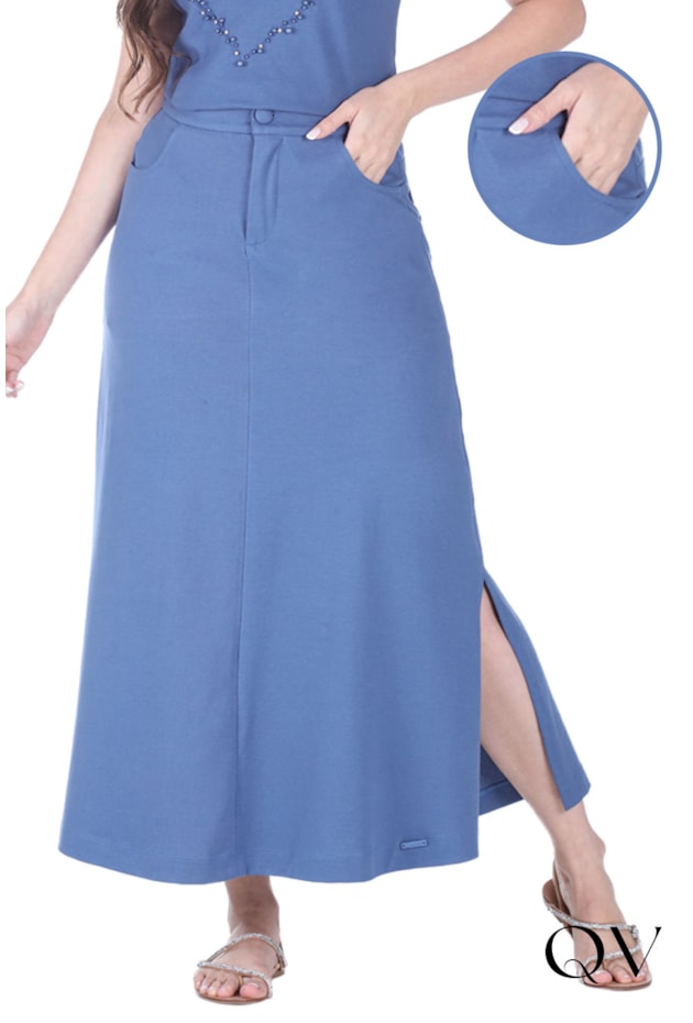 SAIA LONGUETE EM MALHA PIQUET COM ZÍPER AZUL - HAPUK SAIA LONGUETE EM MALHA PIQUET COM ZÍPER AZUL - HAPUK