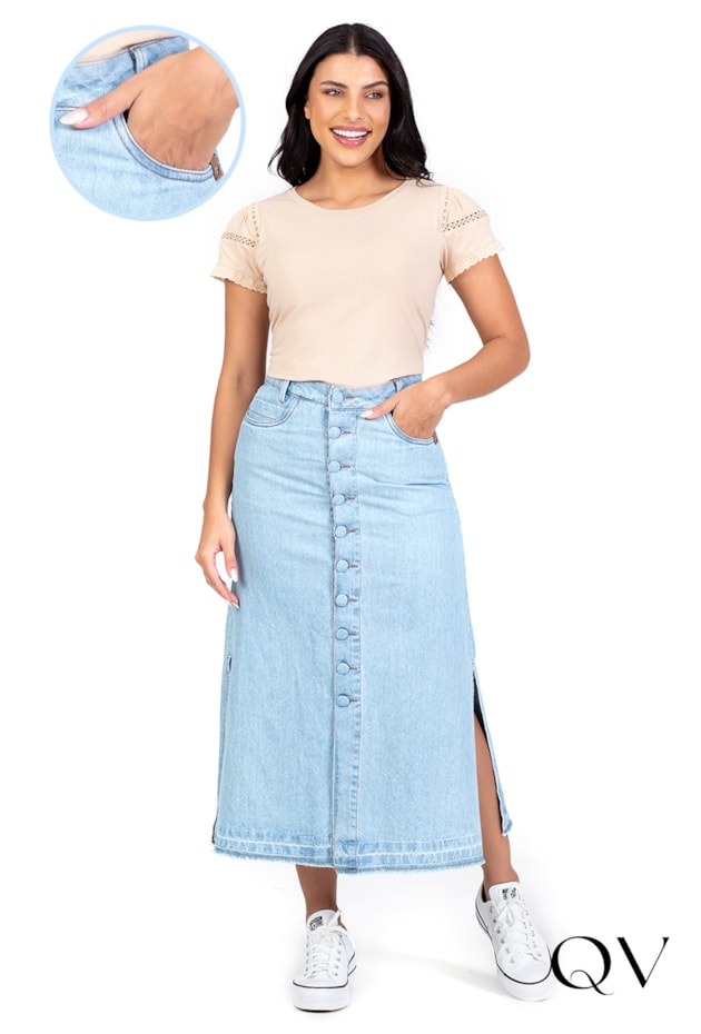 SAIA LONGUETE JEANS CLARO - HAPUK SAIA LONGUETE JEANS CLARO - HAPUK