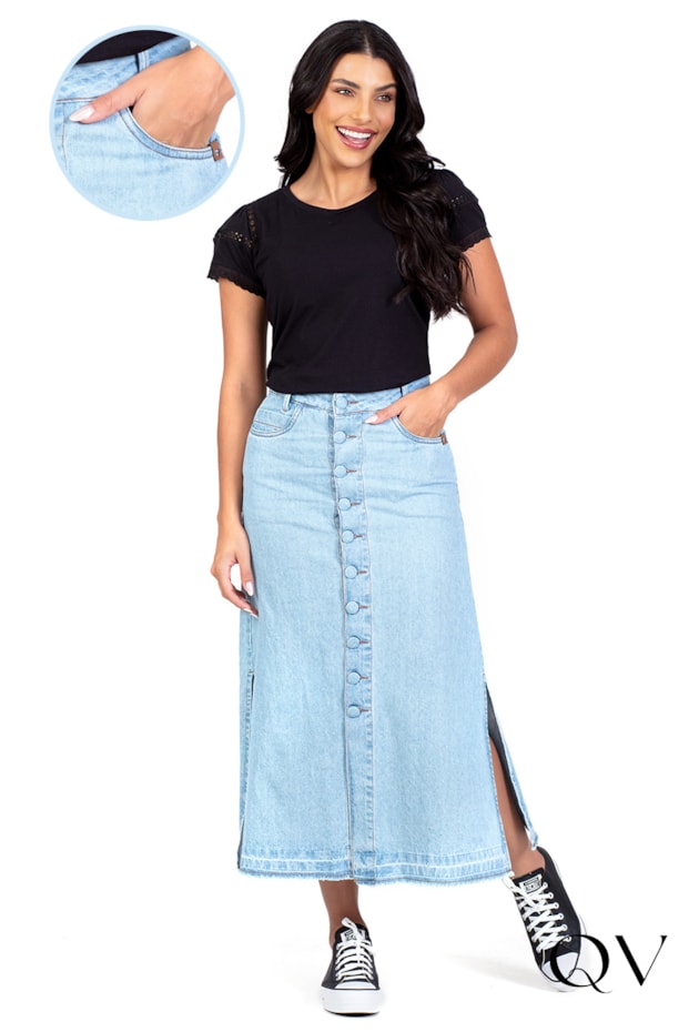 SAIA LONGUETE JEANS CLARO - HAPUK SAIA LONGUETE JEANS CLARO - HAPUK