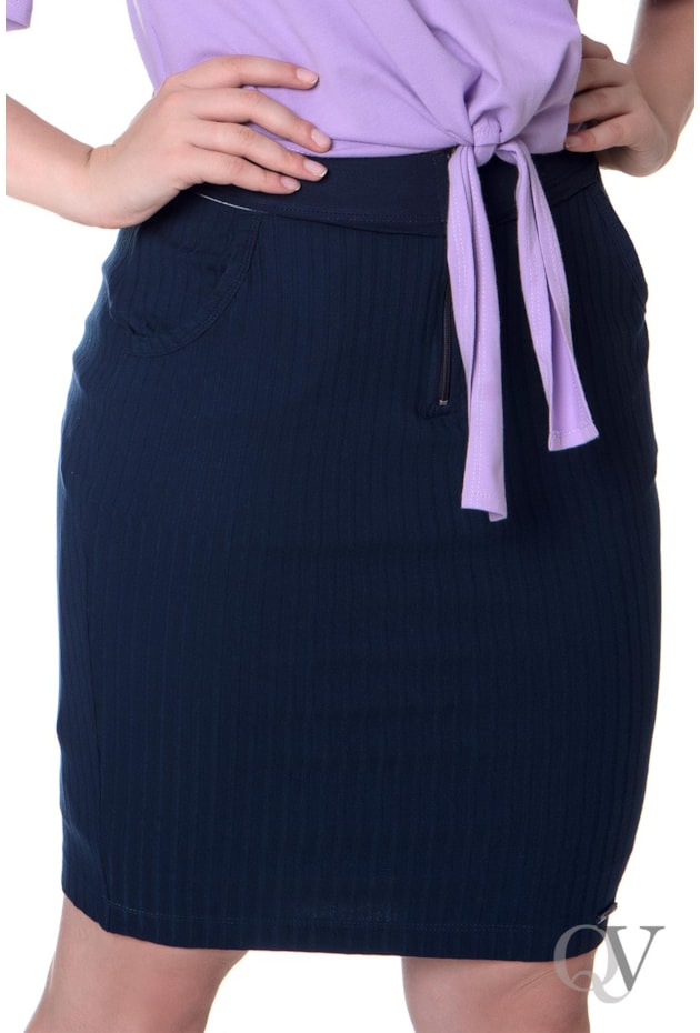 SAIA MALHA CANELADA ZÍPER MARINHO - HAPUK SAIA MALHA CANELADA ZÍPER MARINHO - HAPUK