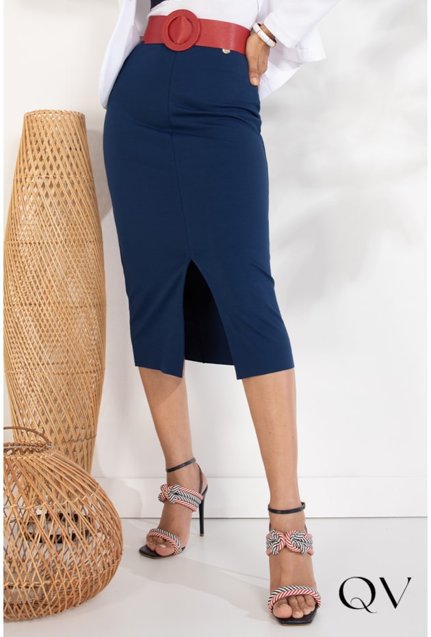 SAIA MALHA FENDA FRONTAL MARINHO - LEKAZIS SAIA MALHA FENDA FRONTAL MARINHO - LEKAZIS