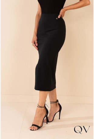 SAIA MALHA FENDA FRONTAL PRETO - LEKAZIS SAIA MALHA FENDA FRONTAL PRETO - LEKAZIS