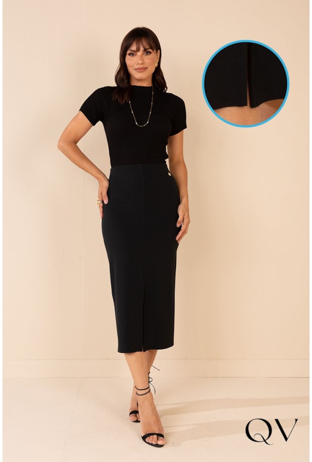 SAIA MALHA FENDA FRONTAL PRETO - LEKAZIS