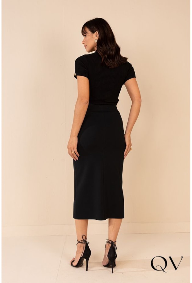 SAIA MALHA FENDA FRONTAL PRETO - LEKAZIS