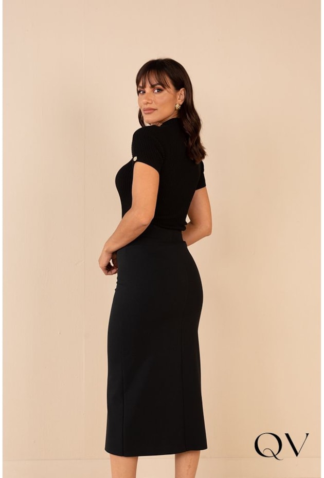 SAIA MALHA FENDA FRONTAL PRETO - LEKAZIS