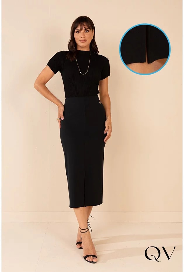 SAIA MALHA FENDA FRONTAL PRETO - LEKAZIS