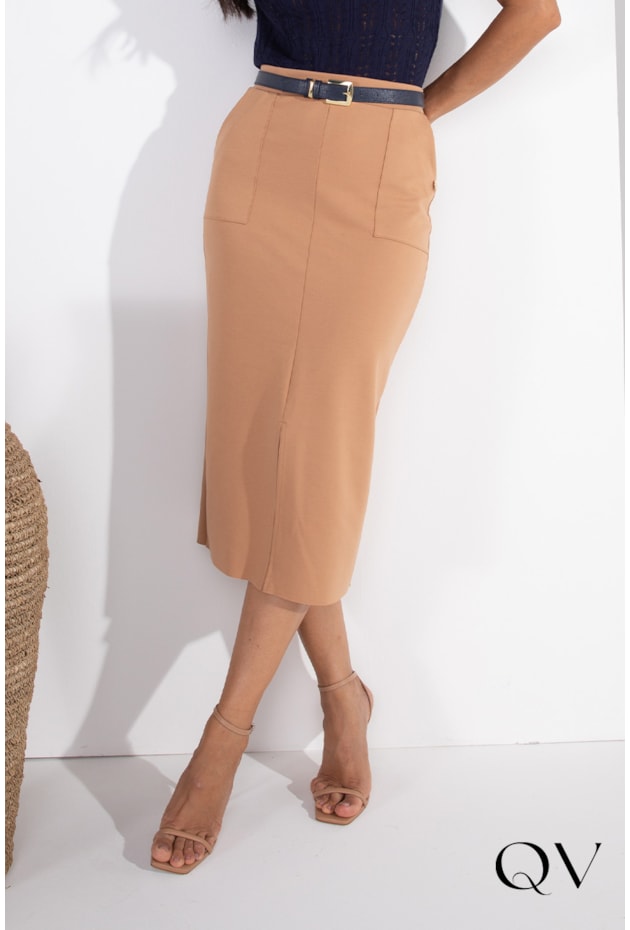 SAIA MALHA MAXI BOLSOS NUDE - LEKAZIS