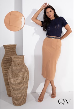 SAIA MALHA MAXI BOLSOS NUDE - LEKAZIS