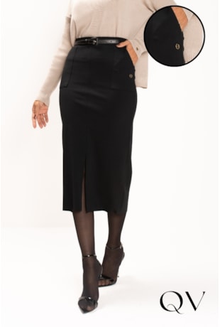 SAIA MALHA MAXI BOLSOS PRETO - LEKAZIS