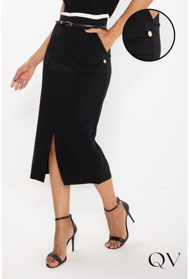 SAIA MALHA MAXI BOLSOS PRETO - LEKAZIS SAIA MALHA MAXI BOLSOS PRETO - LEKAZIS