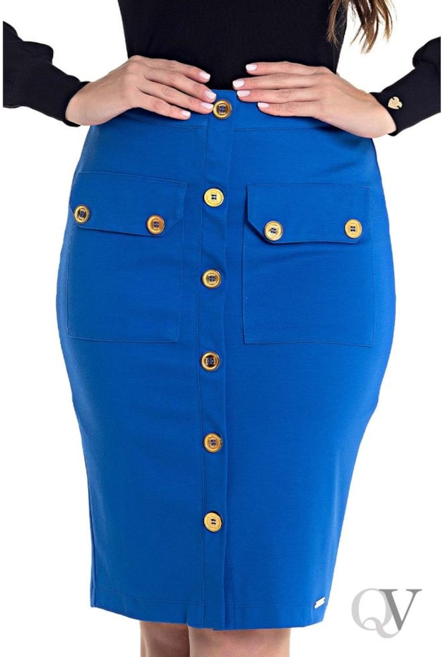 SAIA MALHA PONTO ROMA COM BOTÕES AZUL - HAPUK SAIA MALHA PONTO ROMA COM BOTÕES AZUL - HAPUK