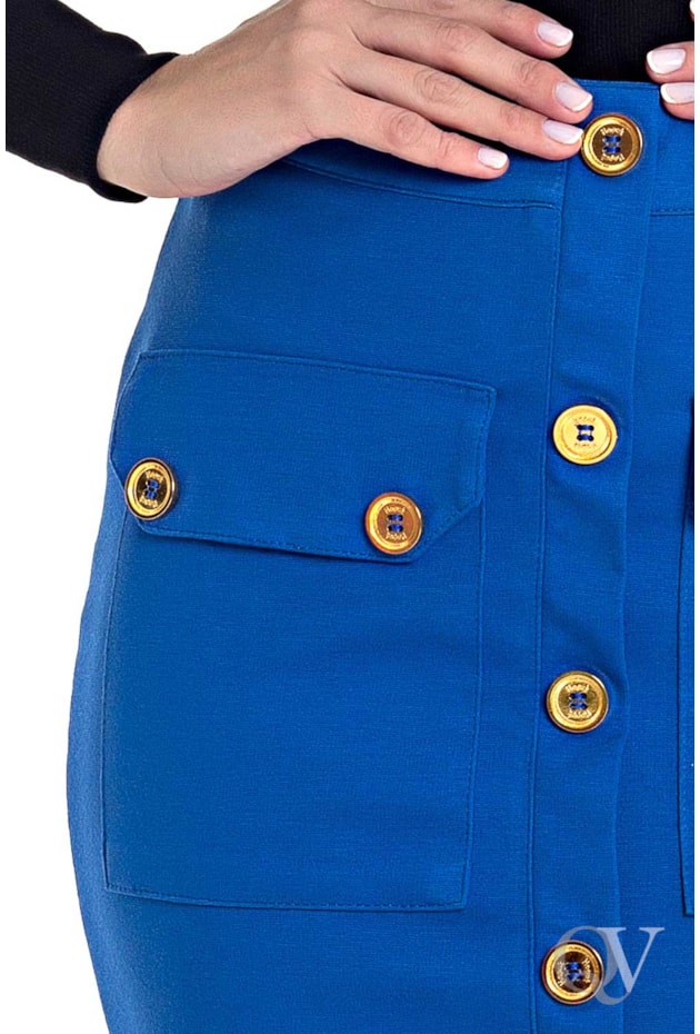 SAIA MALHA PONTO ROMA COM BOTÕES AZUL - HAPUK SAIA MALHA PONTO ROMA COM BOTÕES AZUL - HAPUK