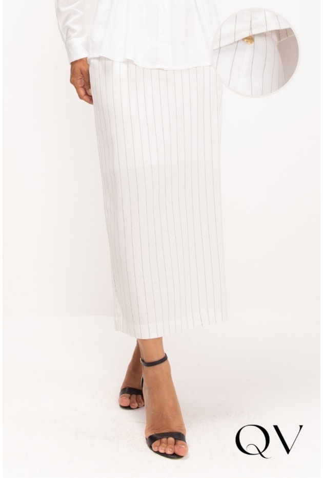 SAIA MAXI MIDI EM RISCAS DE GIZ OFF WHITE - LEKAZIS SAIA MAXI MIDI EM RISCAS DE GIZ OFF WHITE - LEKAZIS