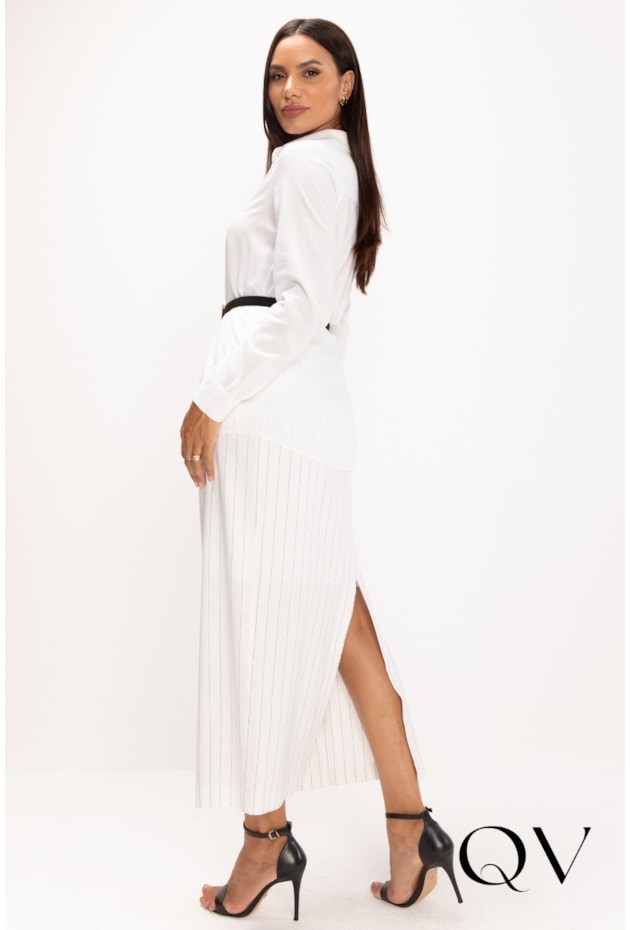 SAIA MAXI MIDI EM RISCAS DE GIZ OFF WHITE - LEKAZIS SAIA MAXI MIDI EM RISCAS DE GIZ OFF WHITE - LEKAZIS