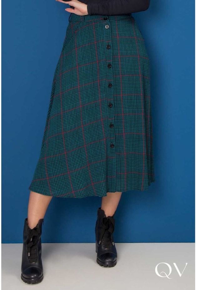 SAIA MAXI MIDI EVASÊ PIED POULE XADREZ VERDE - PURO SHARMY SAIA MAXI MIDI EVASÊ PIED POULE XADREZ VERDE - PURO SHARMY