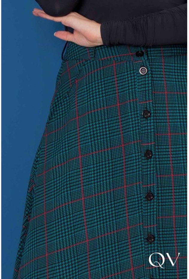 SAIA MAXI MIDI EVASÊ PIED POULE XADREZ VERDE - PURO SHARMY SAIA MAXI MIDI EVASÊ PIED POULE XADREZ VERDE - PURO SHARMY