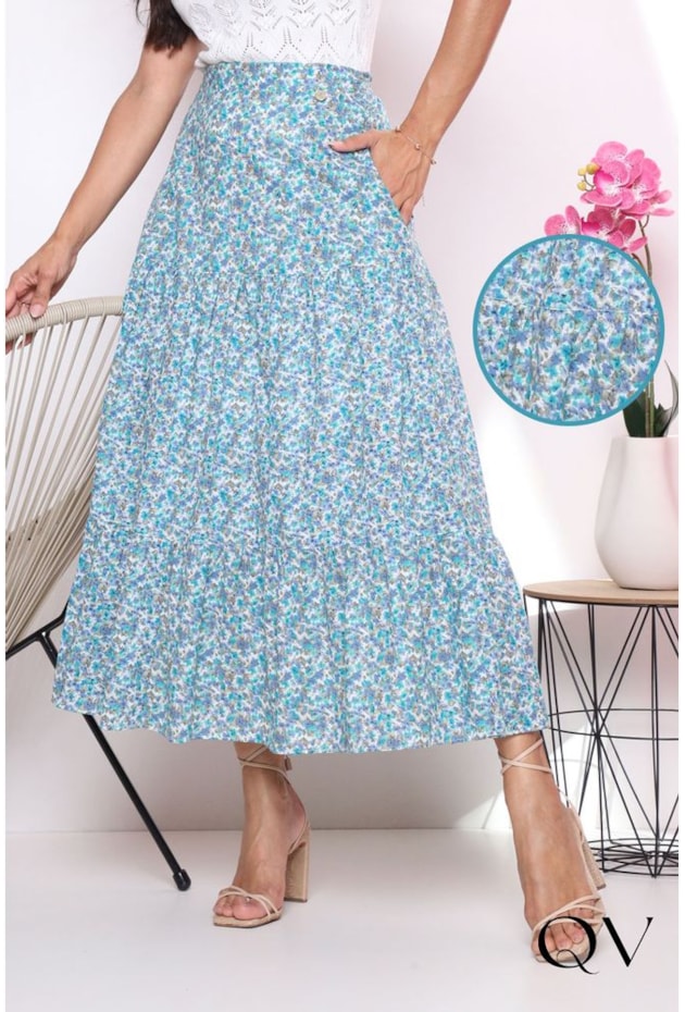 SAIA MAXI MIDI GODÊ FLORAL AZUL - LEKAZIS SAIA MAXI MIDI GODÊ FLORAL AZUL - LEKAZIS