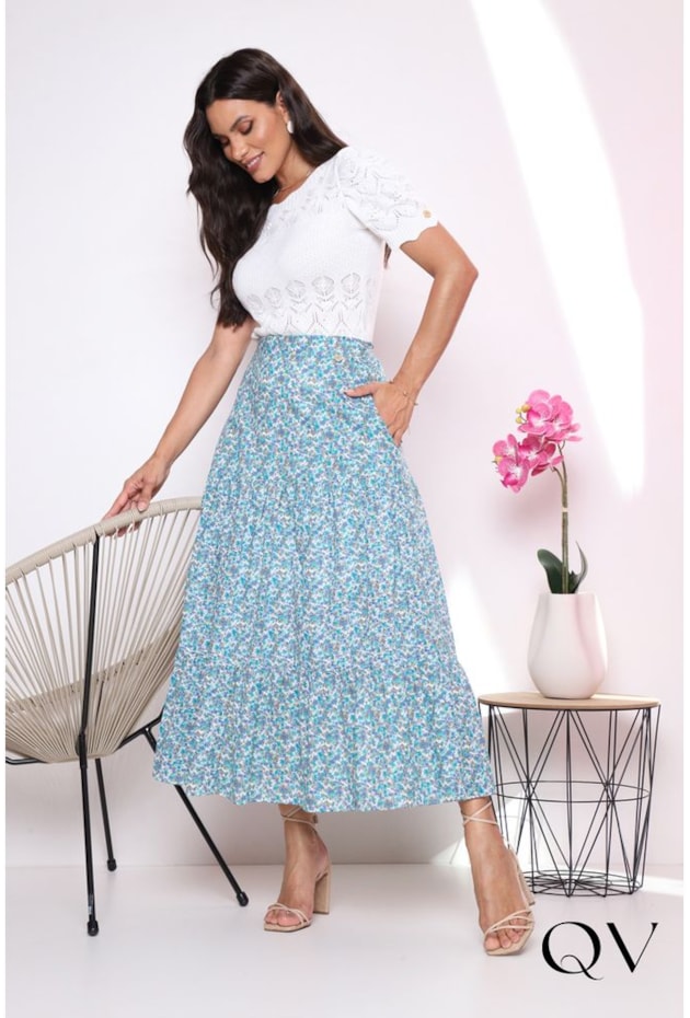 SAIA MAXI MIDI GODÊ FLORAL AZUL - LEKAZIS SAIA MAXI MIDI GODÊ FLORAL AZUL - LEKAZIS