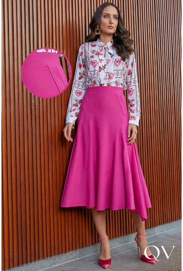 SAIA MAXI MIDI LINHO PINK - JANY PIM SAIA MAXI MIDI LINHO PINK - JANY PIM