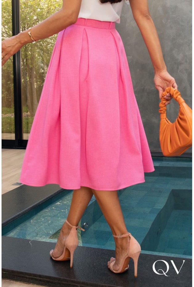 SAIA MIDI COM CINTO ROSA - JANY PIM SAIA MIDI COM CINTO ROSA - JANY PIM