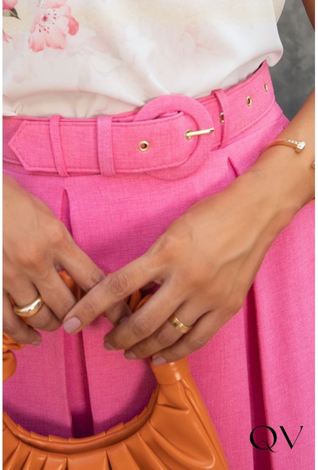 SAIA MIDI COM CINTO ROSA - JANY PIM SAIA MIDI COM CINTO ROSA - JANY PIM
