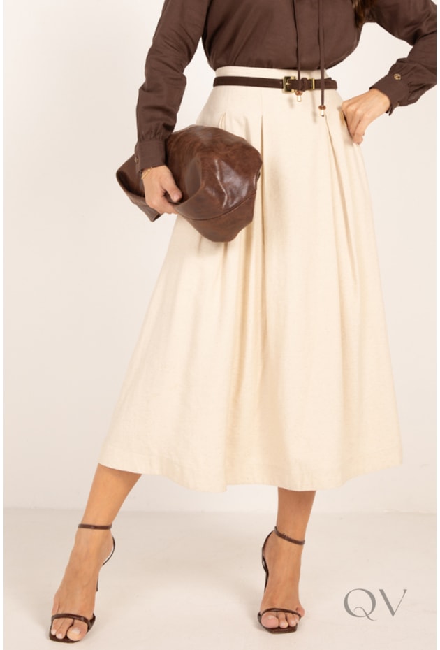SAIA MIDI COM PREGAS EM VISCOLINHO CRU - LEKAZIS