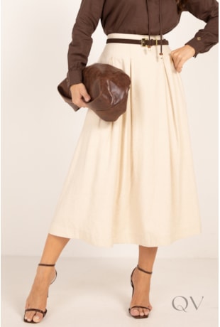 SAIA MIDI COM PREGAS EM VISCOLINHO CRU - LEKAZIS