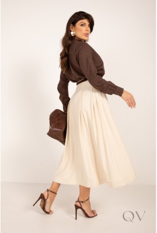 SAIA MIDI COM PREGAS EM VISCOLINHO CRU - LEKAZIS