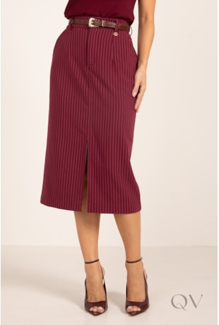 SAIA MIDI EM CREPE DE ALFAIATARIA MARINHO - LEKAZIS