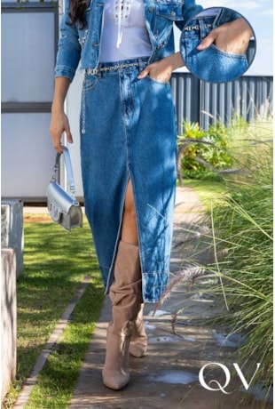 SAIA MIDI EM JEANS RETA - LUZIA FAZZOLLI