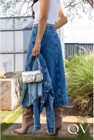 SAIA MIDI EM JEANS RETA - LUZIA FAZZOLLI