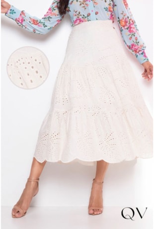 SAIA MIDI EM LAISE OFF WHITE - LEKAZIS