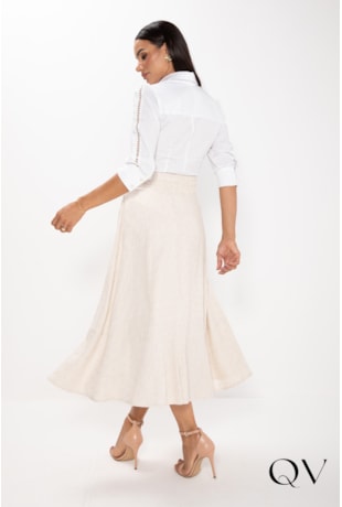 SAIA MIDI EM LINHO BORDADO FLORAL BEGE - LEKAZIS SAIA MIDI EM LINHO BORDADO FLORAL BEGE - LEKAZIS