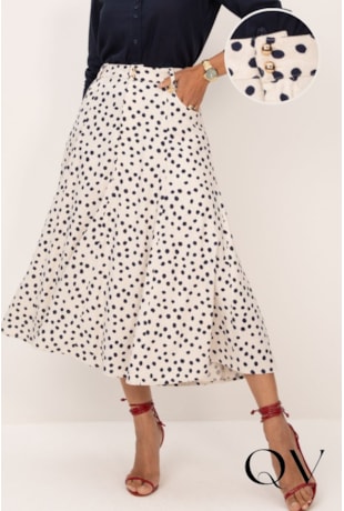 SAIA MIDI EM LINHO COM POÁS MARINHO - LEKAZIS SAIA MIDI EM LINHO COM POÁS MARINHO - LEKAZIS