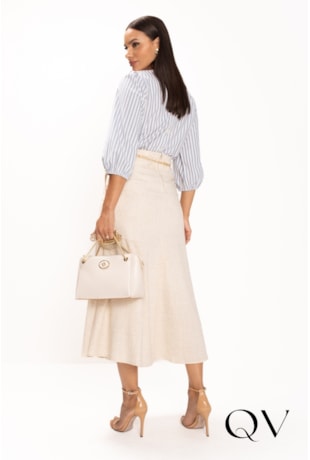 SAIA MIDI EM LINHO CRU - LEKAZIS