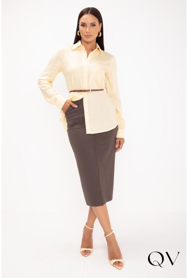 SAIA MIDI EM MALHA PONTO ROMA MARROM - LEKAZIS SAIA MIDI EM MALHA PONTO ROMA MARROM - LEKAZIS