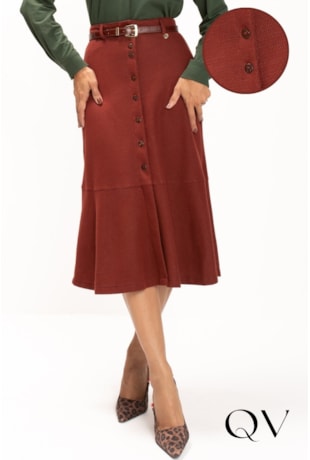 SAIA MIDI EM MALHA TRICOT MARROM IMPACTO - LEKAZIS
