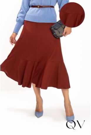 SAIA MIDI EM MOLETINHO VISCOSE MARROM - LEKAZIS