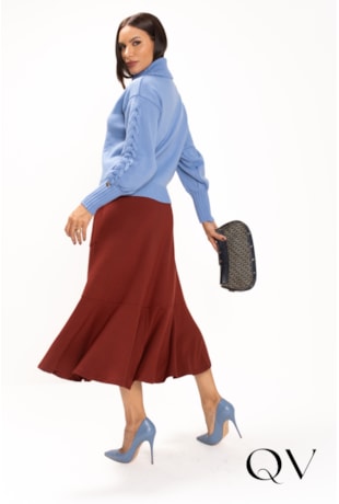 SAIA MIDI EM MOLETINHO VISCOSE MARROM - LEKAZIS SAIA MIDI EM MOLETINHO VISCOSE MARROM - LEKAZIS