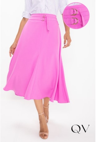 Produto SAIA MIDI EM TECIDO PLANO DE ALFAIATARIA VIOLETA - LEKAZIS