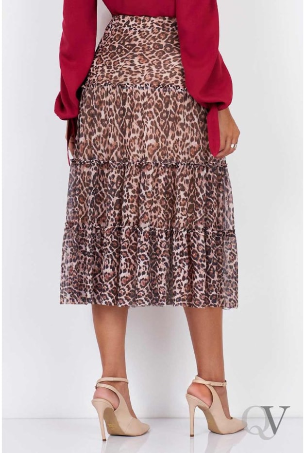 SAIA MIDI EM TULE ANIMAL PRINT - VIA TOLENTINO SAIA MIDI EM TULE ANIMAL PRINT - VIA TOLENTINO