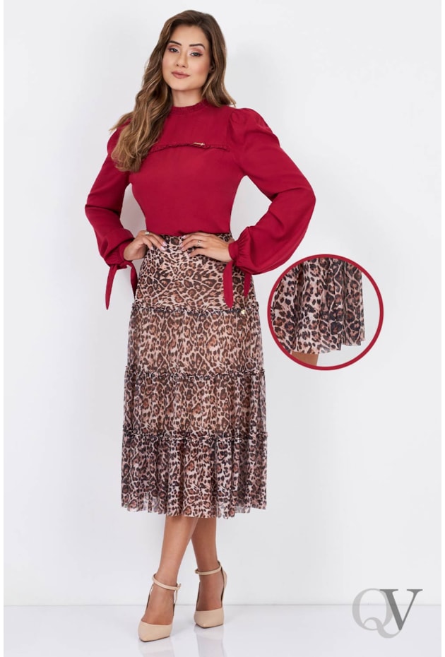SAIA MIDI EM TULE ANIMAL PRINT - VIA TOLENTINO SAIA MIDI EM TULE ANIMAL PRINT - VIA TOLENTINO