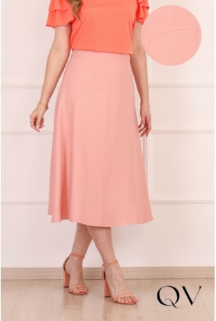 SAIA MIDI EM VISCOSE ROSA - PURO SHARMY