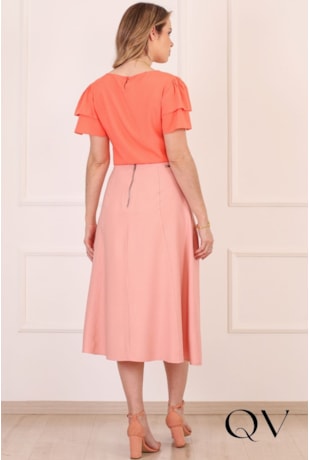 SAIA MIDI EM VISCOSE ROSA - PURO SHARMY
