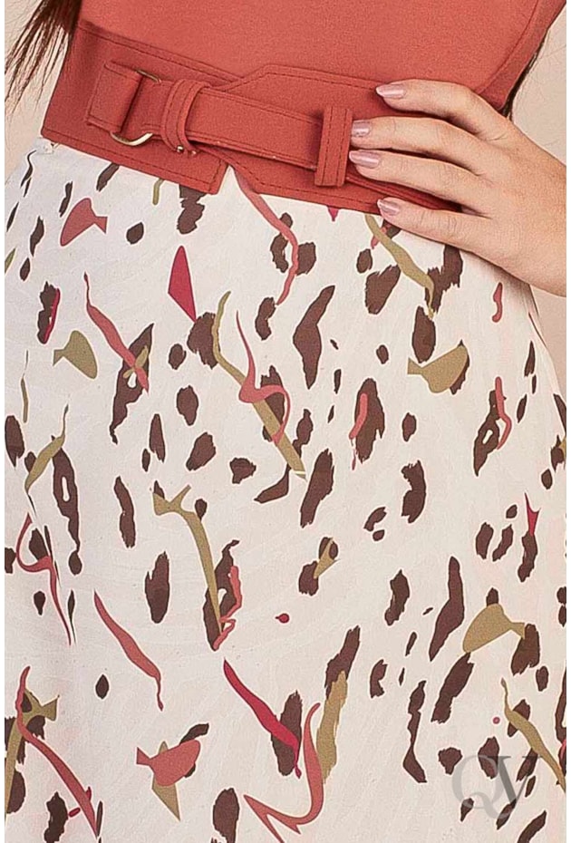 SAIA MIDI ESTAMPADA BARRADO LISTRADO E CINTO - TITANIUM JEANS SAIA MIDI ESTAMPADA BARRADO LISTRADO E CINTO - TITANIUM JEANS