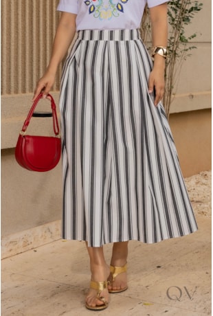 SAIA MIDI EVASÊ EM SARJA LISTRADA - LUZIA FAZZOLLI